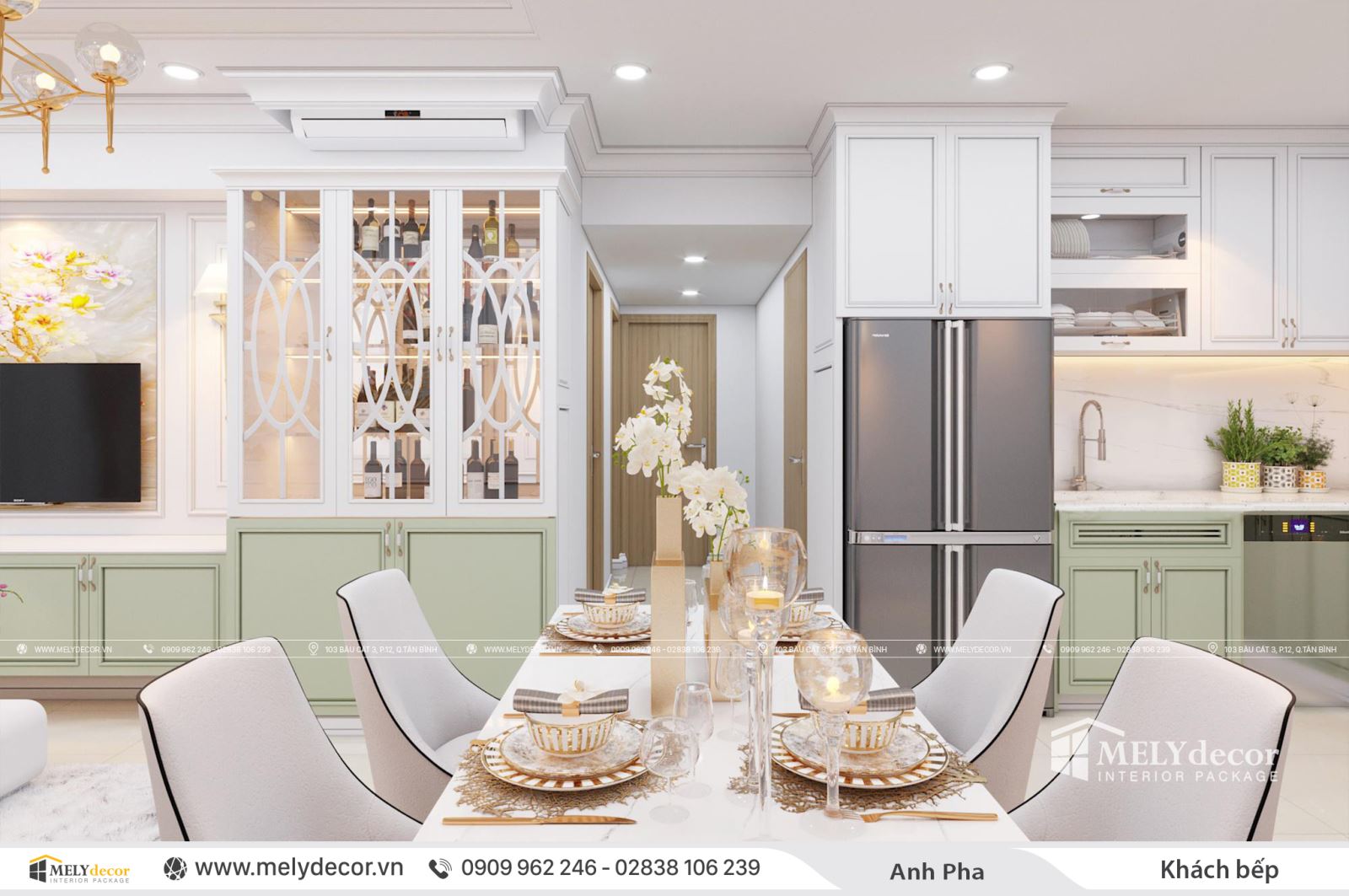 Mẫu thiết kế nội thất căn 71m2 Emerald Celadon City sang trọng trong phong cách tân cổ điển